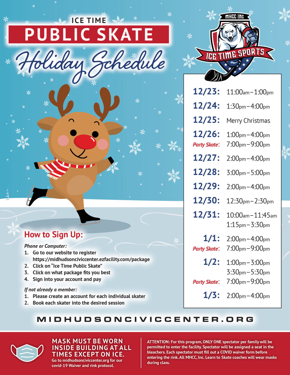 Ice Time Public Skate Holiday Schedule Ice Time Sports Complex